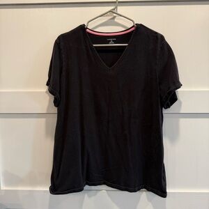 Lands' End Women's Classic Black V-Neck Tee